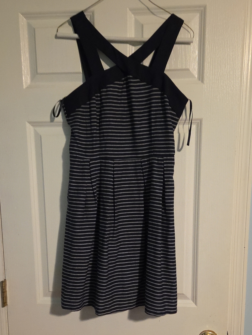 She + Sky Navy and White Striped Crossback Dress